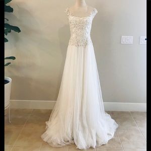 Marchesa beaded illusion tulle wedding dress